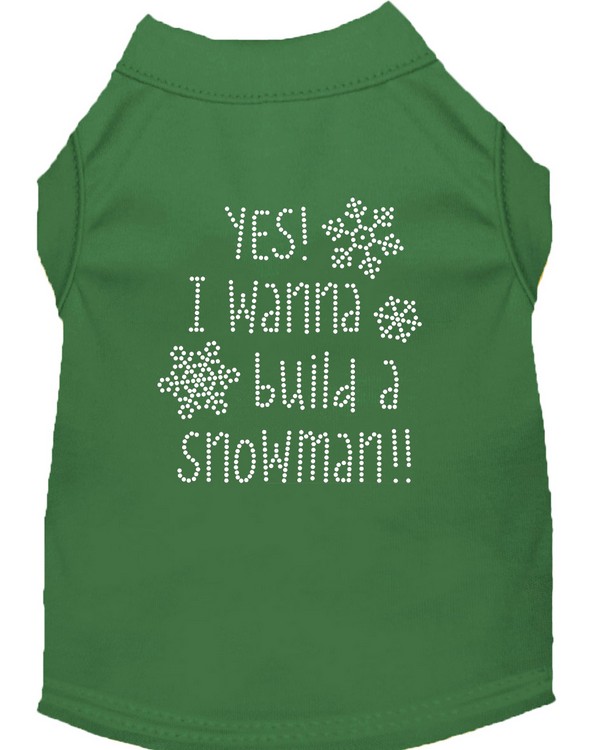 Yes! I want to build a Snowman Rhinestone Dog Shirt Green Med